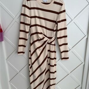 Tanya Taylor Brown and Cream Striped Dress